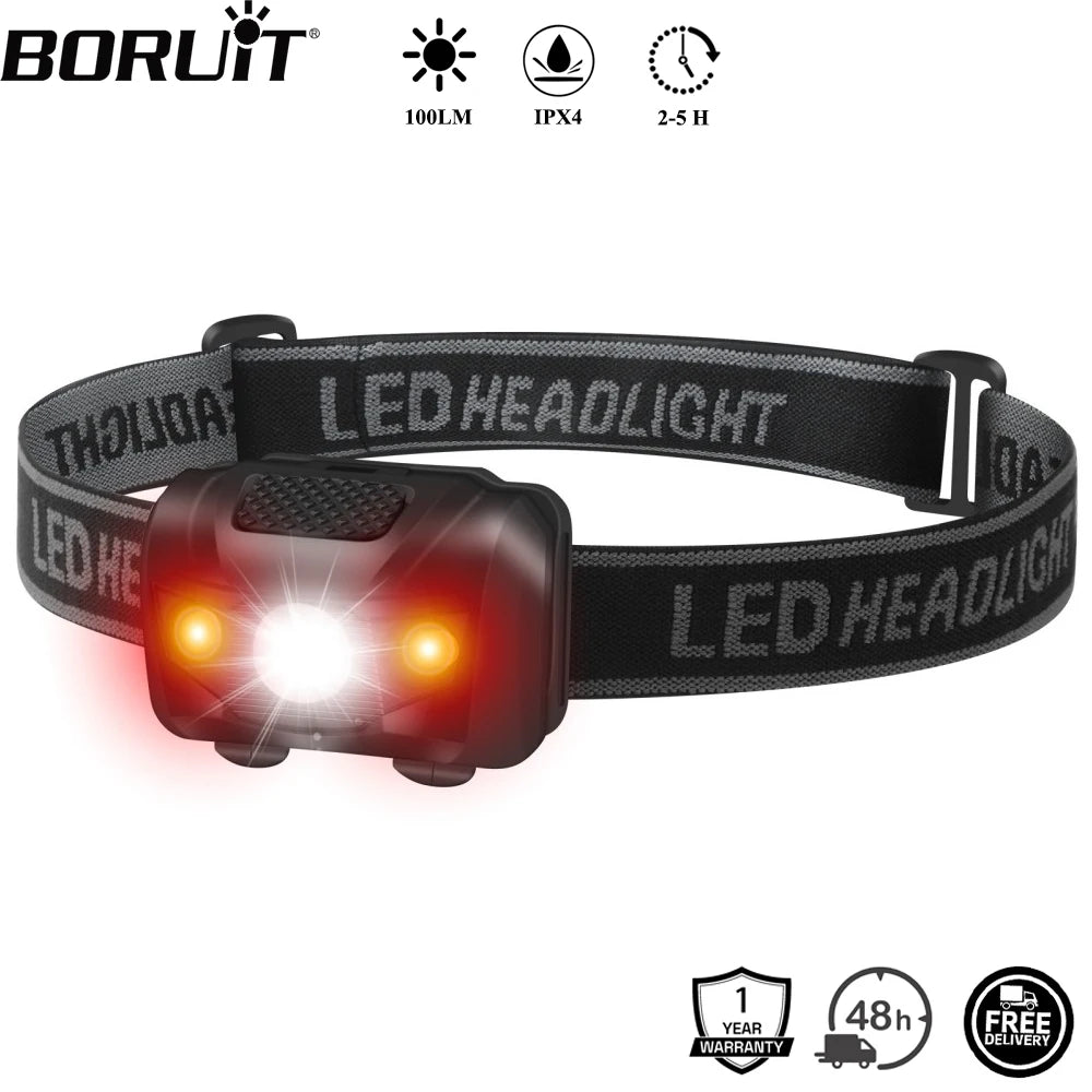 Linterna frontal marca BORUiT de 3 W con luz LED roja, 4 modos de iluminación, resistente al agua, para camping y caminata nocturna. Funciona con pilas AAA. Ideal para usar durante  Observación Astronómica!