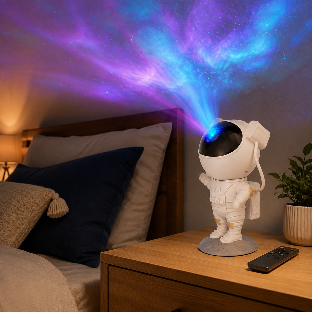 Lámpara Proyector Galaxia Astronauta con Control Remoto