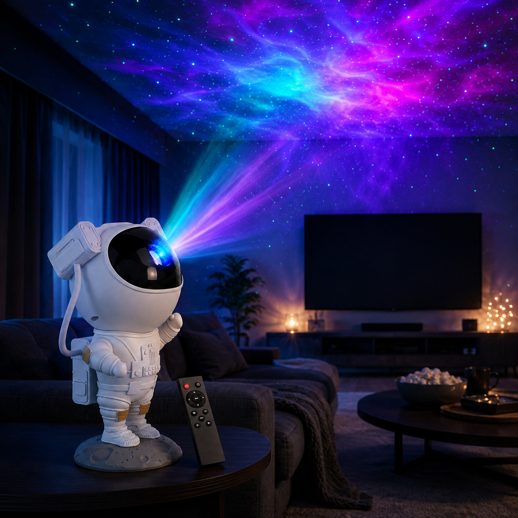 Lámpara Proyector Galaxia Astronauta con Control Remoto