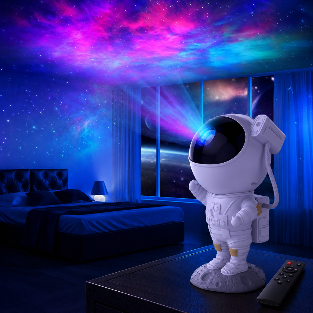 Lámpara Proyector Galaxia Astronauta con Control Remoto